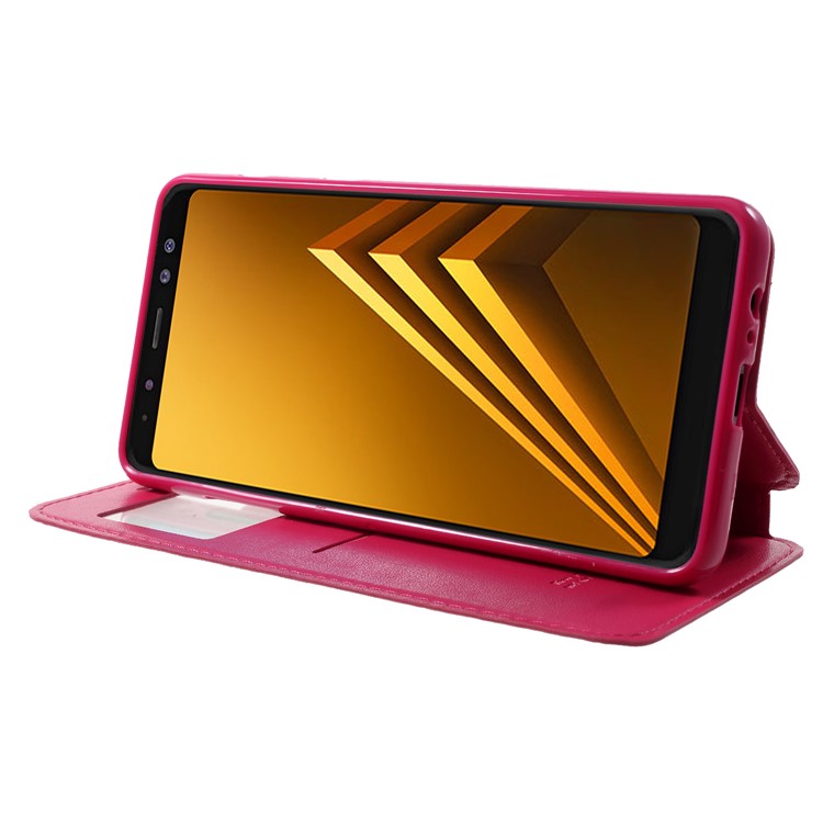ROAR Noble Leather View Window Stand Case for Samsung Galaxy A8+ (2018) - Rose-4