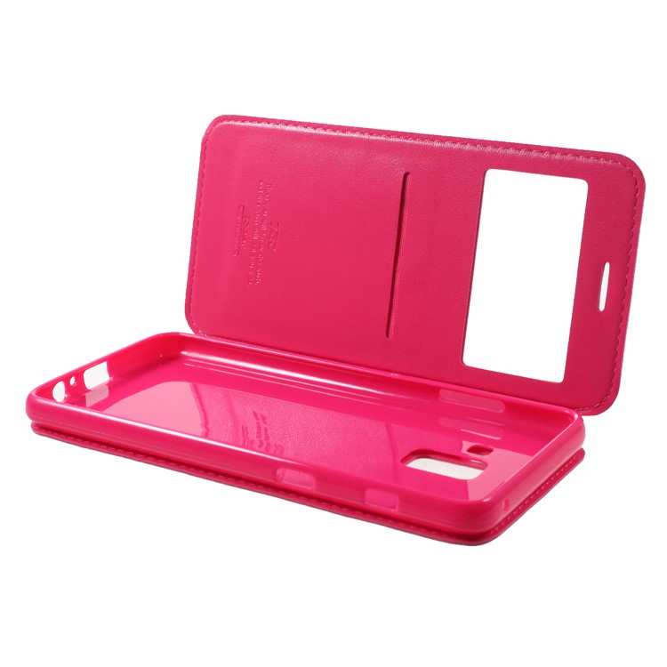 ROAR Noble Leather View Window Stand Case for Samsung Galaxy A8+ (2018) - Rose-6
