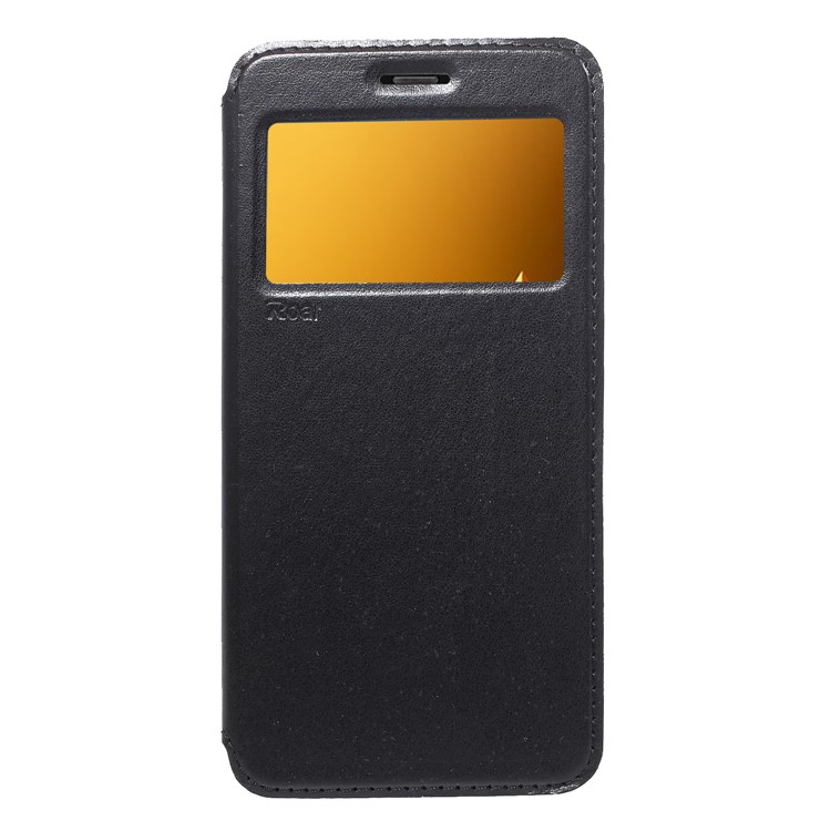 ROAR Noble Leather View Window Stand Cover for Samsung Galaxy A8+ (2018) - Black-1