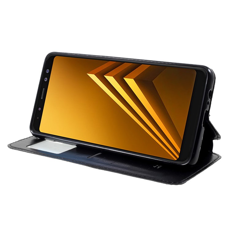 ROAR Noble Leather View Window Stand Cover for Samsung Galaxy A8+ (2018) - Black-4
