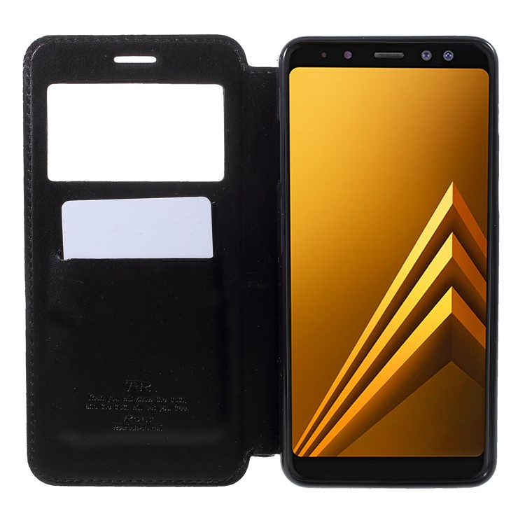 ROAR Noble Leather View Window Stand Cover for Samsung Galaxy A8+ (2018) - Black-6