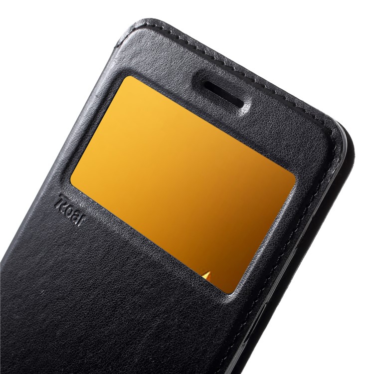 ROAR Noble Leather View Window Stand Cover for Samsung Galaxy A8+ (2018) - Black-8