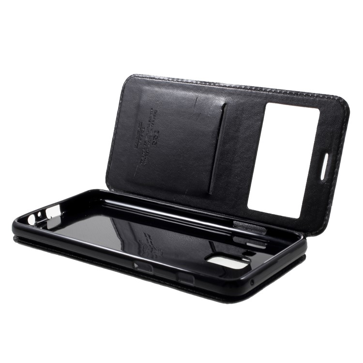 ROAR Noble Leather View Window Stand Cover for Samsung Galaxy A8+ (2018) - Black-9