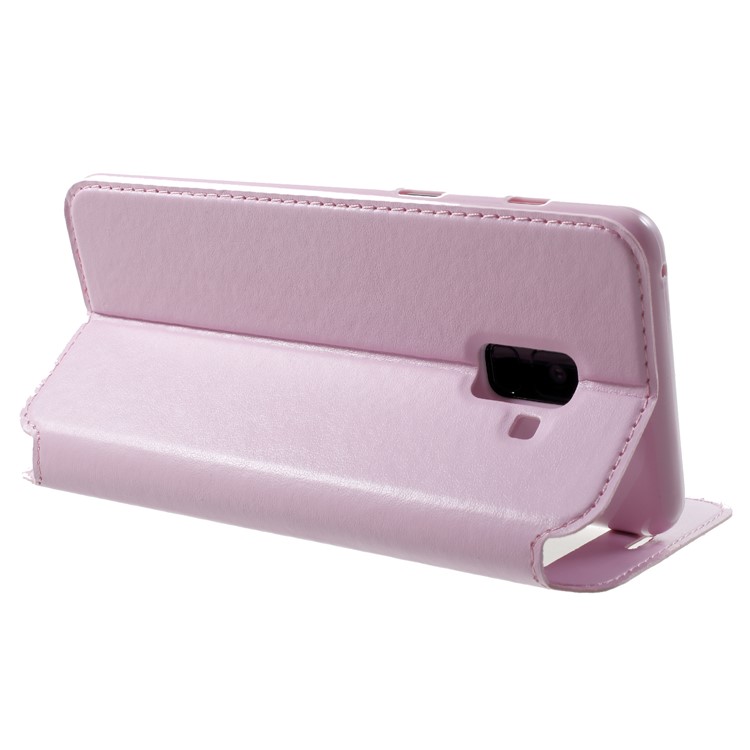 ROAR Noble Leather View Window Stand Shell for Samsung Galaxy A8+ (2018) - Pink-5