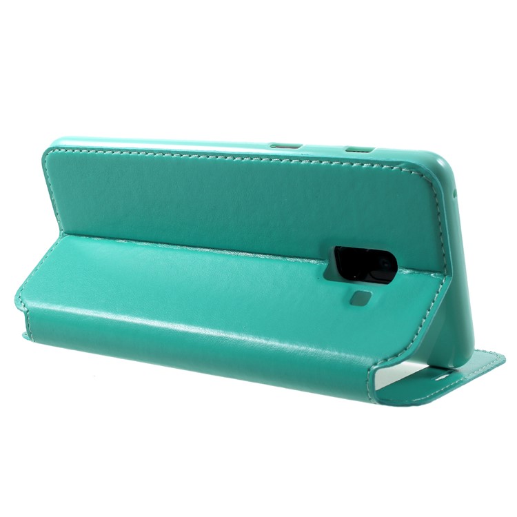 ROAR KOREA Noble Leather View Window Phone Cover for Samsung Galaxy A8+ (2018) - Cyan-5