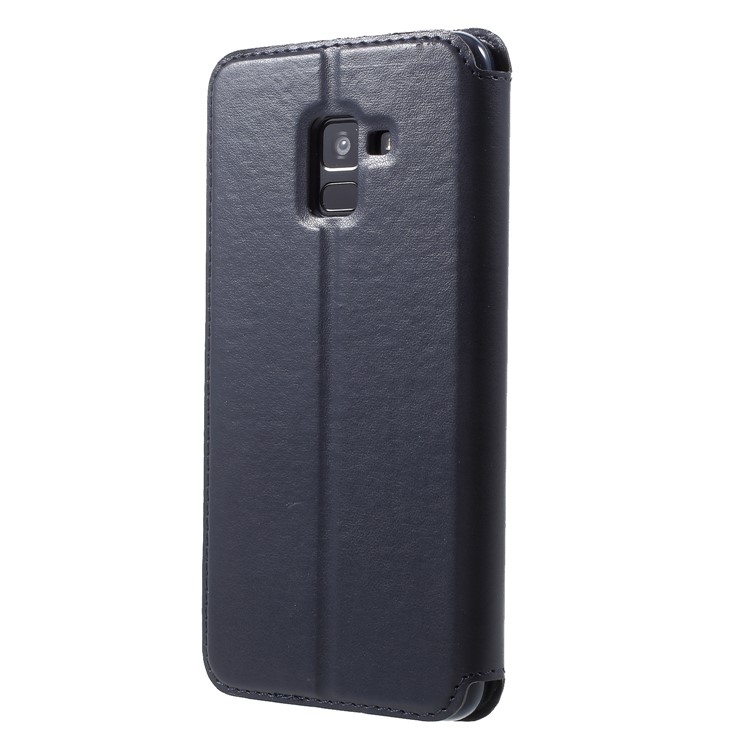 ROAR KOREA Noble Leather View Window Mobile Casing for Samsung Galaxy A8+ (2018) - Blue-2