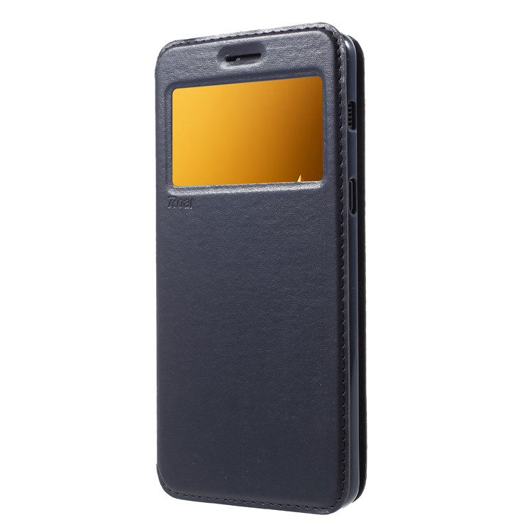 ROAR KOREA Noble Leather View Window Mobile Casing for Samsung Galaxy A8+ (2018) - Blue-3