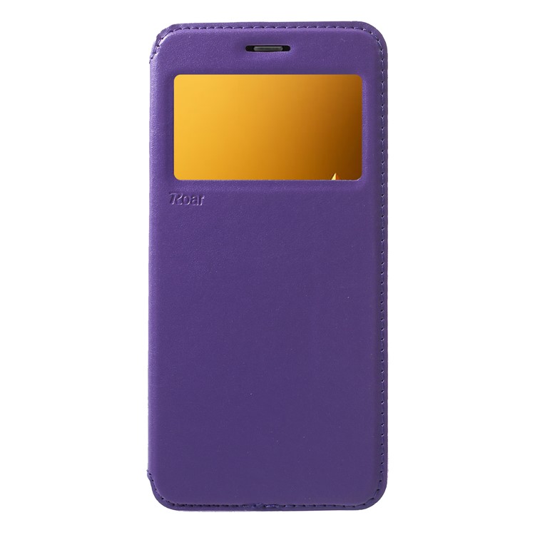 ROAR KOREA Noble Leather View Window Cellphone Case for Samsung Galaxy A8+ (2018) - Purple-1