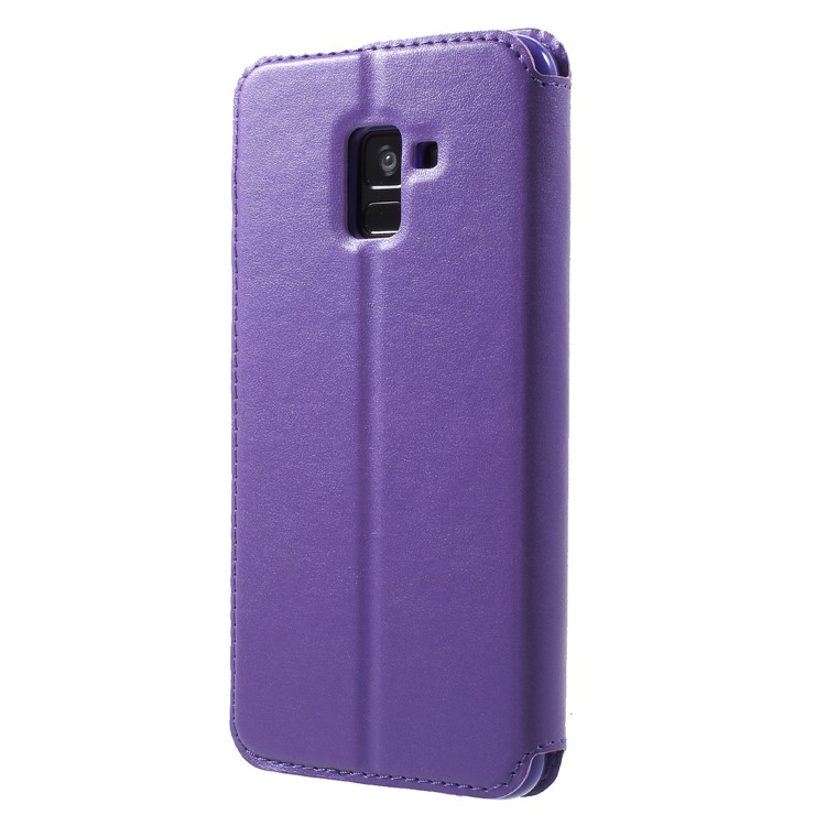 ROAR KOREA Noble Leather View Window Cellphone Case for Samsung Galaxy A8+ (2018) - Purple-2