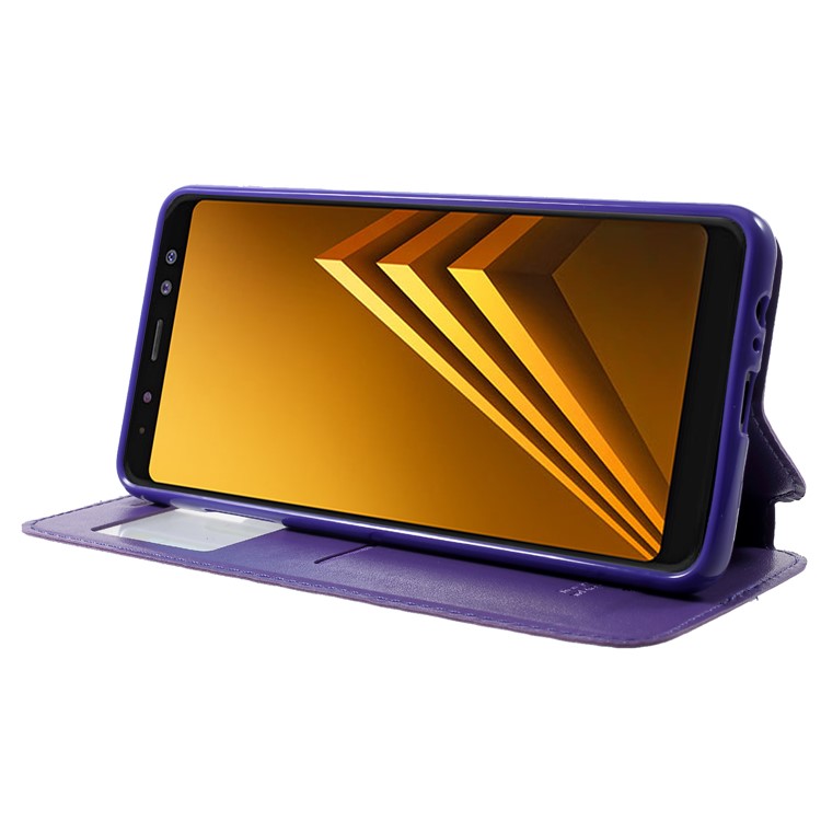 ROAR KOREA Noble Leather View Window Cellphone Case for Samsung Galaxy A8+ (2018) - Purple-4
