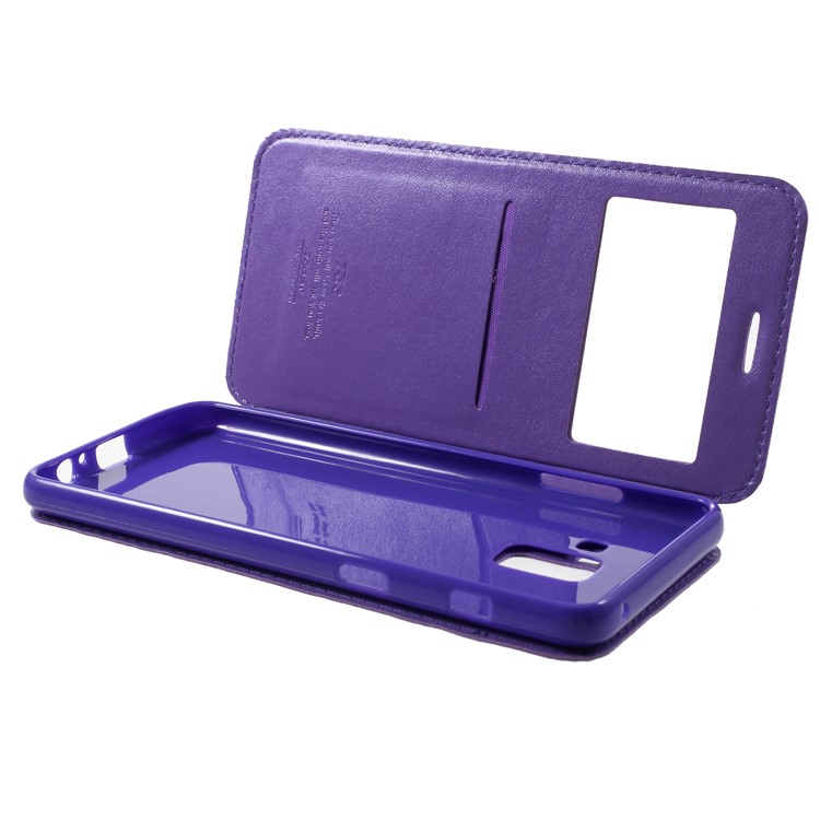 ROAR KOREA Noble Leather View Window Cellphone Case for Samsung Galaxy A8+ (2018) - Purple-6