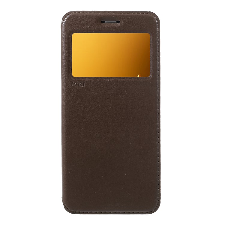 ROAR KOREA Noble Leather View Window Case Accessory for Samsung Galaxy A8+ (2018) - Brown-1