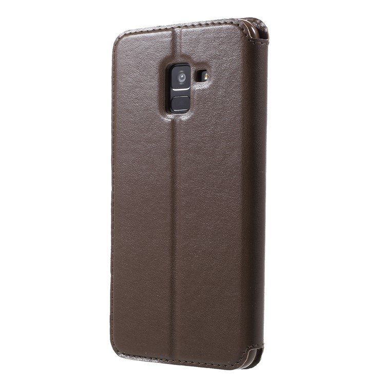 ROAR KOREA Noble Leather View Window Case Accessory for Samsung Galaxy A8+ (2018) - Brown-2