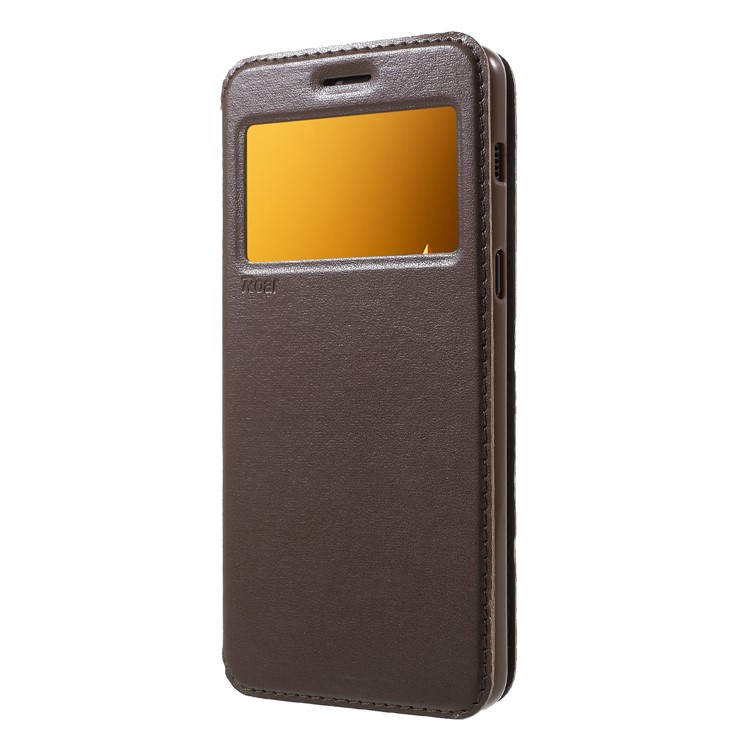 ROAR KOREA Noble Leather View Window Case Accessory for Samsung Galaxy A8+ (2018) - Brown-3