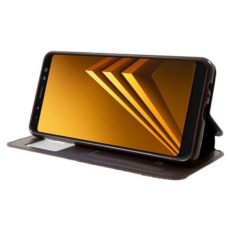ROAR KOREA Noble Leather View Window Case Accessory for Samsung Galaxy A8+ (2018) - Brown-4