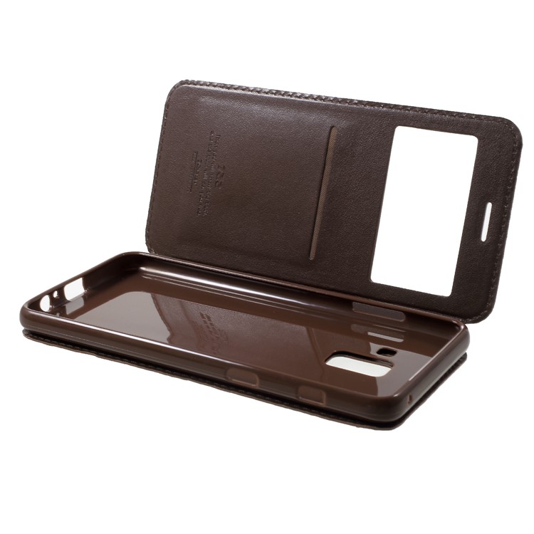 ROAR KOREA Noble Leather View Window Case Accessory for Samsung Galaxy A8+ (2018) - Brown-6