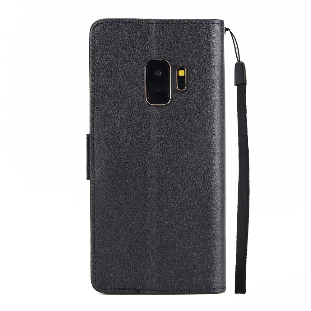 PU Leder Brieftaschenstand Telefonhülle Für Samsung Galaxy S9 SM-G960 - Schwarz