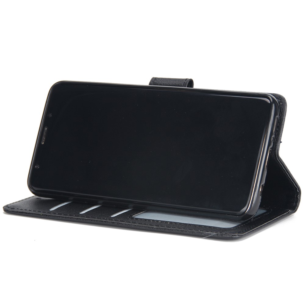 PU Leder Brieftaschenstand Telefonhülle Für Samsung Galaxy S9 SM-G960 - Schwarz