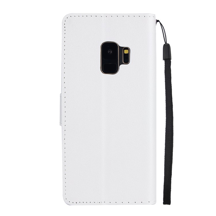 PU Leather Wallet Stand Phone Cover for Samsung Galaxy S9 SM-G960 - White-3