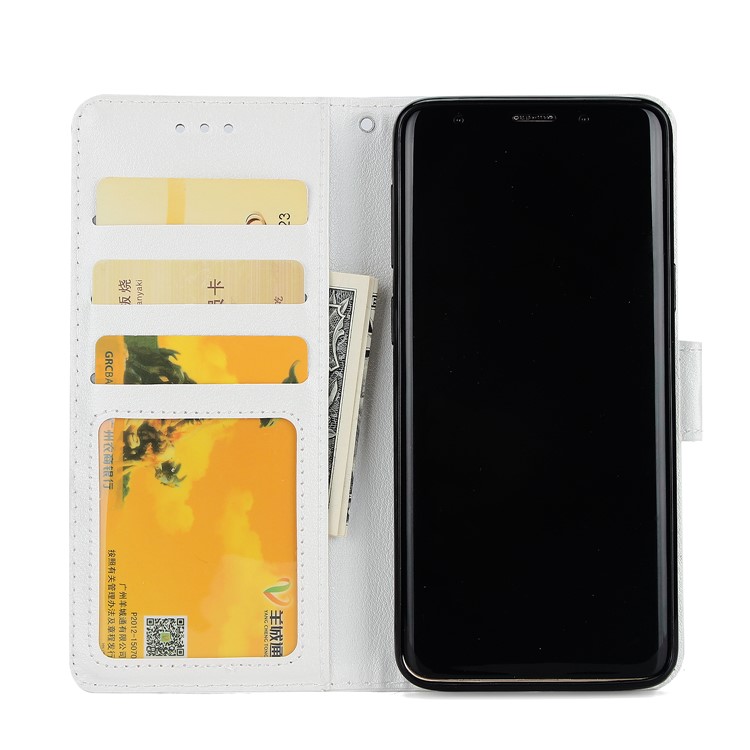 PU Leather Wallet Stand Phone Cover for Samsung Galaxy S9 SM-G960 - White-4
