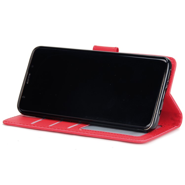 PU Leather Wallet Stand Phone Shell for Samsung Galaxy S9 SM-G960 - Red-5