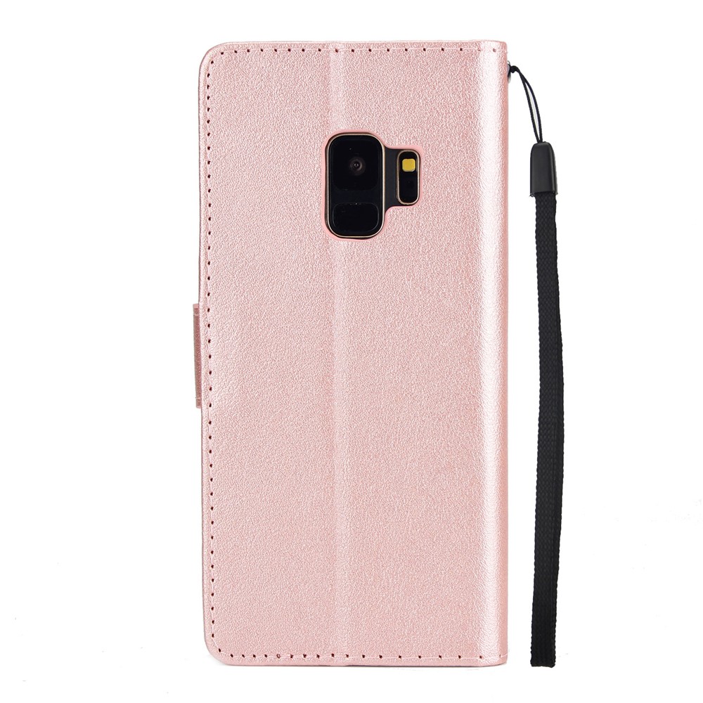 PU Leather Wallet Mobile Phone Case Accessory for Samsung Galaxy S9 SM-G960 - Rose Gold-3