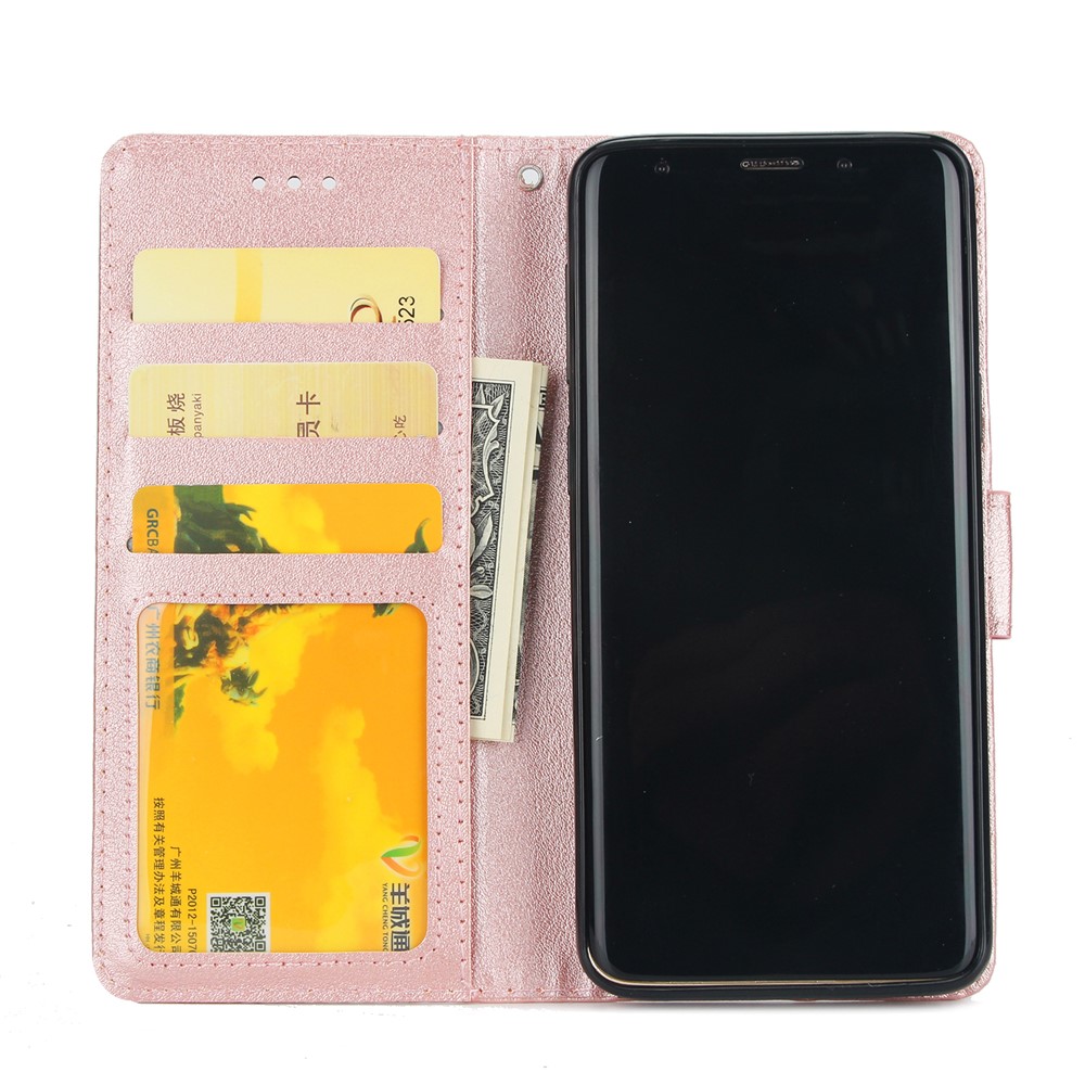 PU Leather Wallet Mobile Phone Case Accessory for Samsung Galaxy S9 SM-G960 - Rose Gold-4