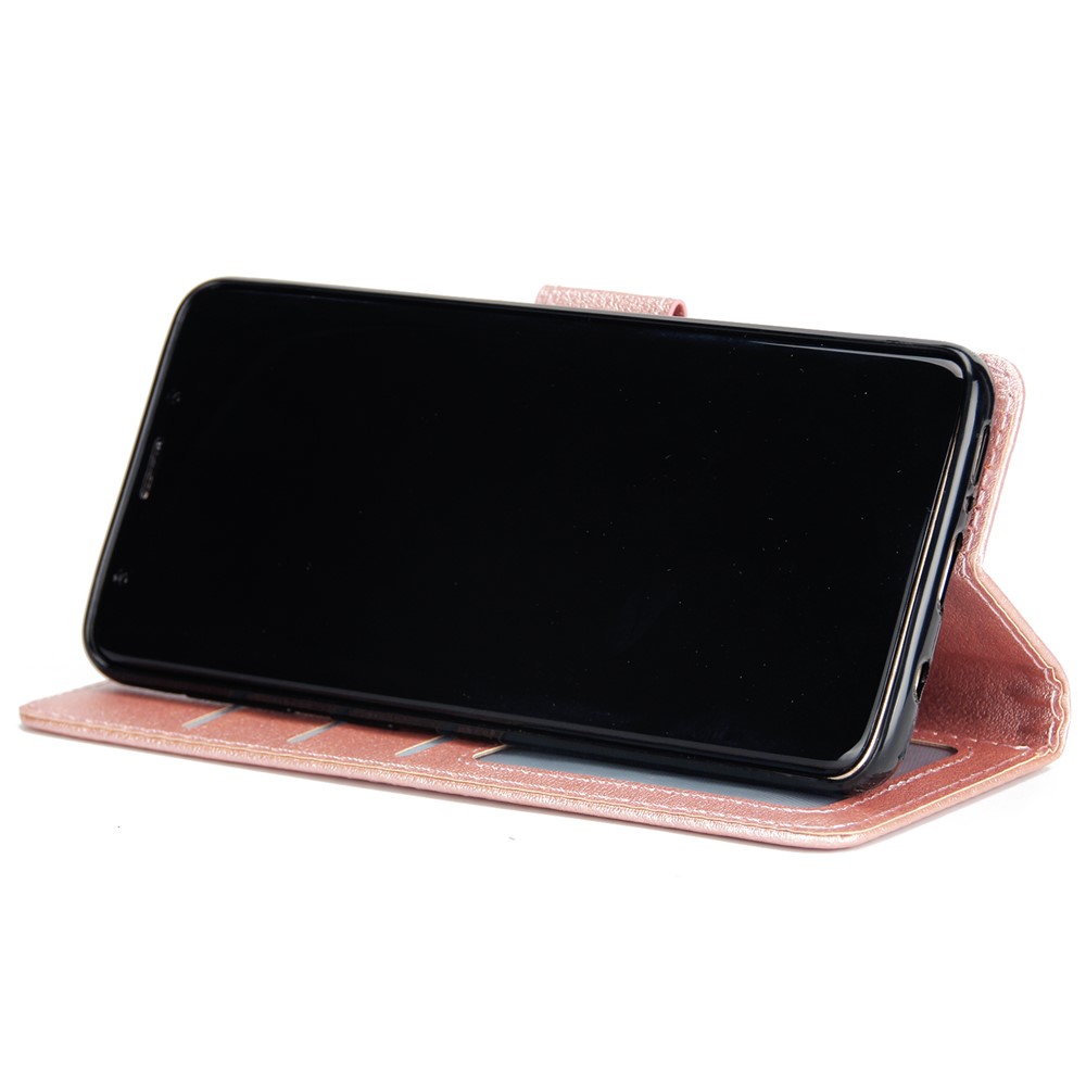 PU Leather Wallet Mobile Phone Case Accessory for Samsung Galaxy S9 SM-G960 - Rose Gold-5