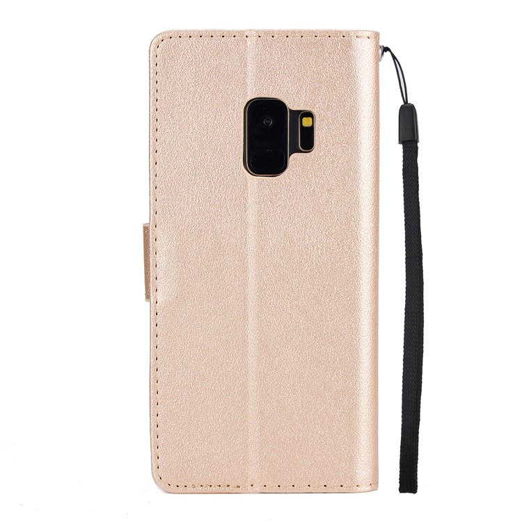 PU Leather Flip Stand Cell Phone Cover for Samsung Galaxy S9 SM-G960 - Gold-3