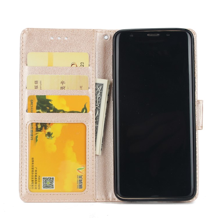 PU Leather Flip Stand Cell Phone Cover for Samsung Galaxy S9 SM-G960 - Gold-4