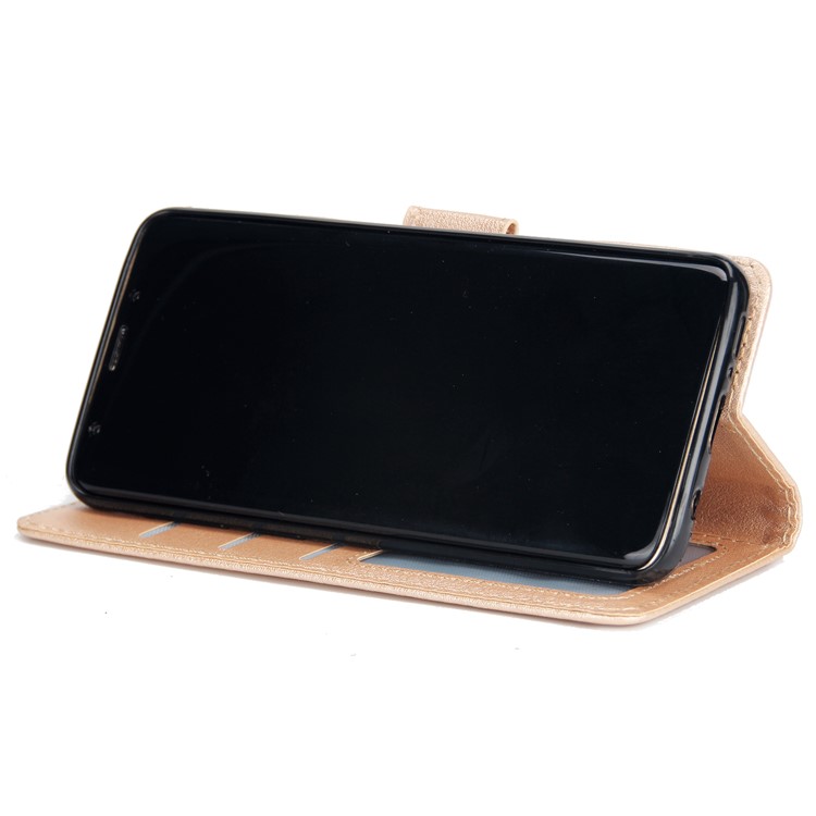 PU Leather Flip Stand Cell Phone Cover for Samsung Galaxy S9 SM-G960 - Gold-5