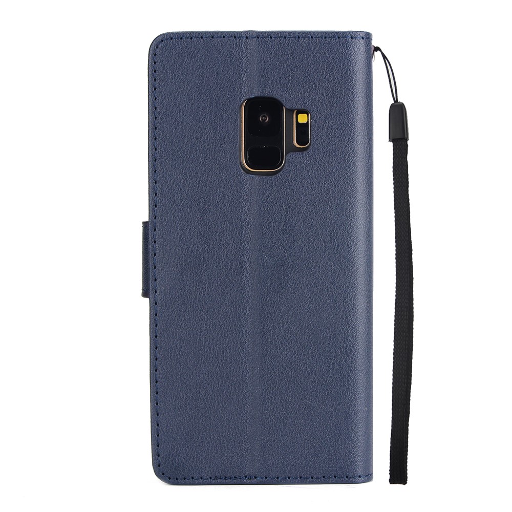 PU Leather Card Holder Mobile Case for Samsung Galaxy S9 SM-G960 - Dark Blue-3