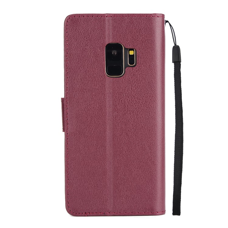 PU Leather Protector Mobile Phone Shell for Samsung Galaxy S9 SM-G960 - Wine Red-3