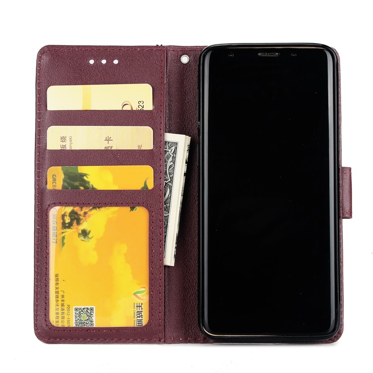 PU Leather Protector Mobile Phone Shell for Samsung Galaxy S9 SM-G960 - Wine Red-4