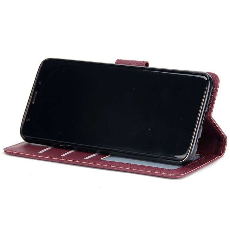 PU Leather Protector Mobile Phone Shell for Samsung Galaxy S9 SM-G960 - Wine Red-5