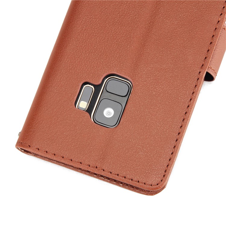 PU Leather Protective Mobile Cover Shell with Card Slots for Samsung Galaxy S9 SM-G960 - Brown-10