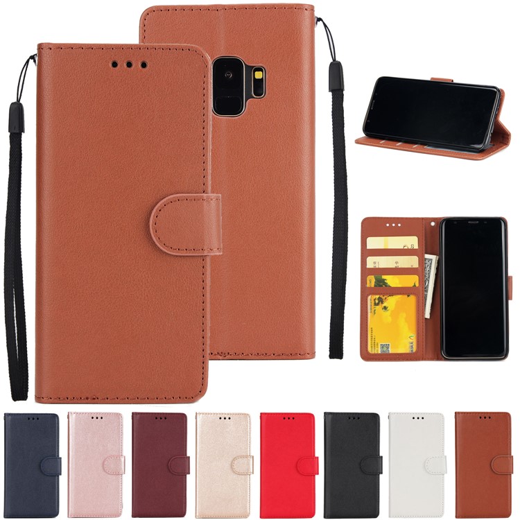 PU Leather Protective Mobile Cover Shell with Card Slots for Samsung Galaxy S9 SM-G960 - Brown-12