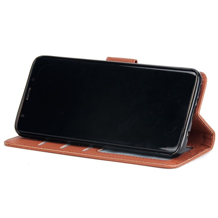 PU Leather Protective Mobile Cover Shell with Card Slots for Samsung Galaxy S9 SM-G960 - Brown-5