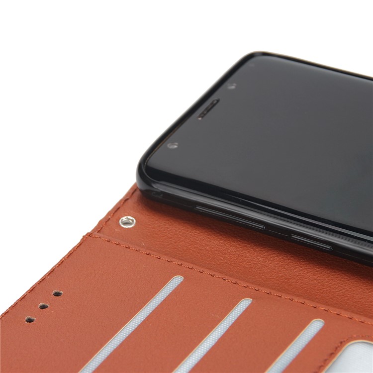 PU Leather Protective Mobile Cover Shell with Card Slots for Samsung Galaxy S9 SM-G960 - Brown-6