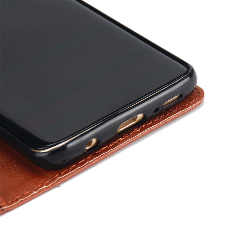 PU Leather Protective Mobile Cover Shell with Card Slots for Samsung Galaxy S9 SM-G960 - Brown-7