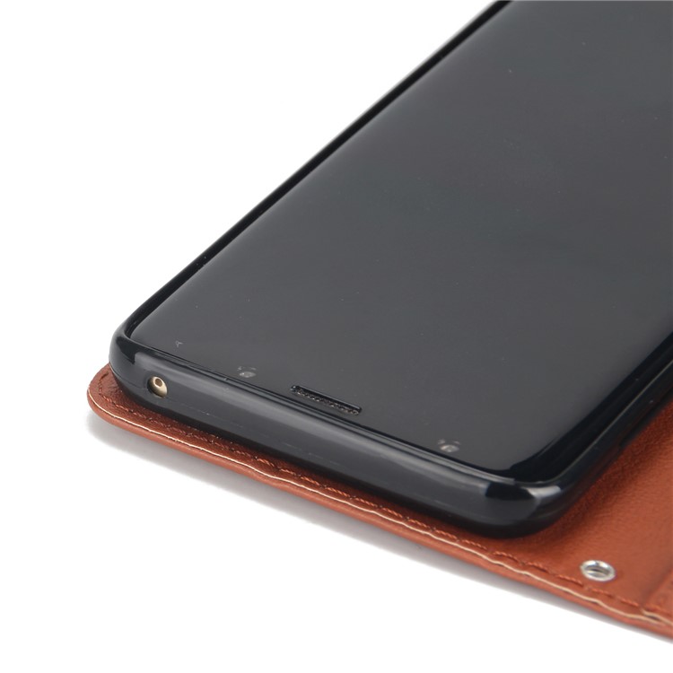 PU Leather Protective Mobile Cover Shell with Card Slots for Samsung Galaxy S9 SM-G960 - Brown-9