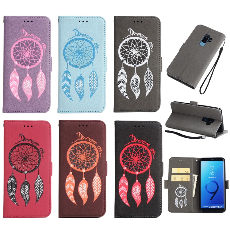 Imprint Dream Catcher PU Leather Wallet Stand Case for Samsung Galaxy S9 Plus SM-G965 - Black-9