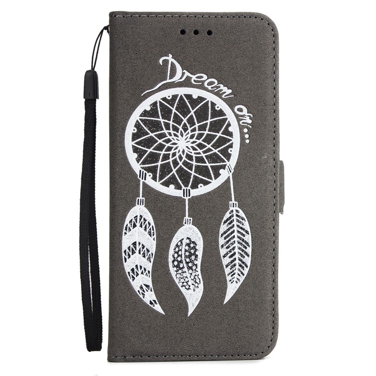 Imprint Dream Catcher PU Leather Wallet Cover with Stand for Samsung Galaxy S9+ SM-G965 - Grey-2