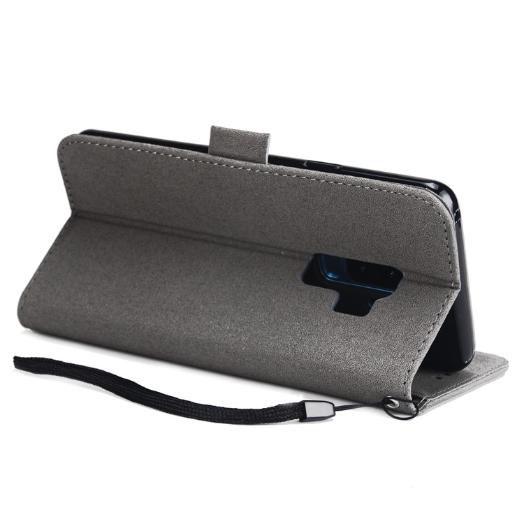 Imprint Dream Catcher PU Leather Wallet Cover with Stand for Samsung Galaxy S9+ SM-G965 - Grey-6