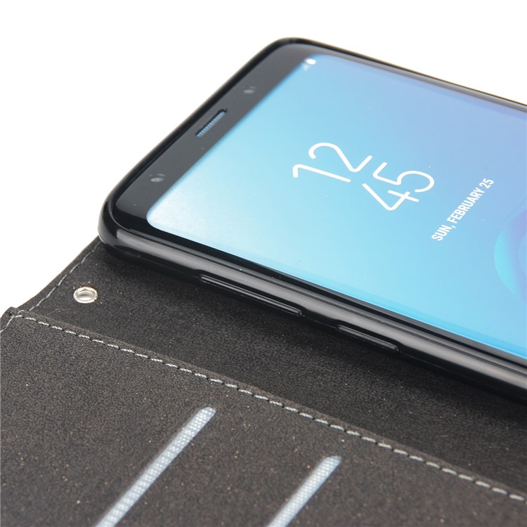 Imprint Dream Catcher PU Leather Wallet Cover with Stand for Samsung Galaxy S9+ SM-G965 - Grey-9