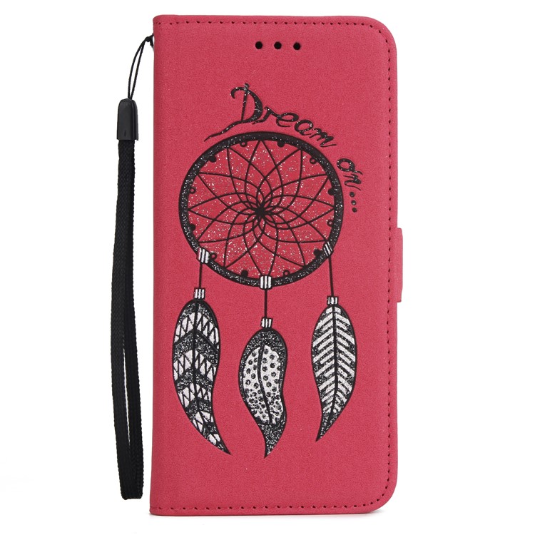 Imprint Dream Catcher Wallet Leather Stand Shell for Samsung Galaxy S9+ SM-G965 - Red-2