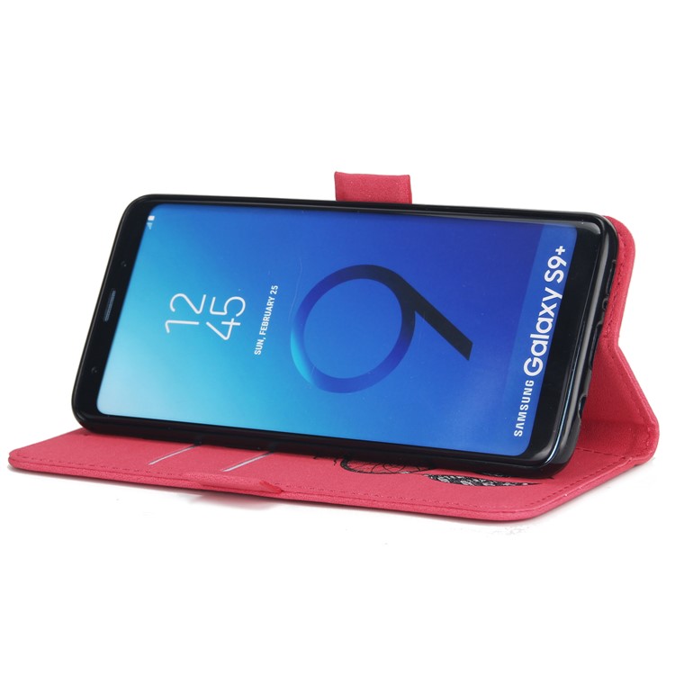 Imprint Dream Catcher Wallet Leather Stand Shell for Samsung Galaxy S9+ SM-G965 - Red-5