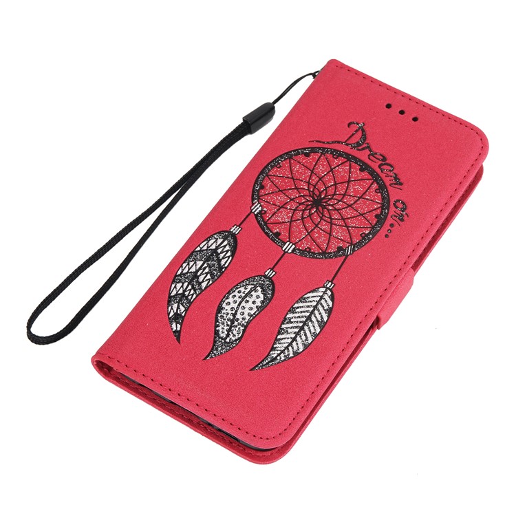 Imprint Dream Catcher Wallet Leather Stand Shell for Samsung Galaxy S9+ SM-G965 - Red-7