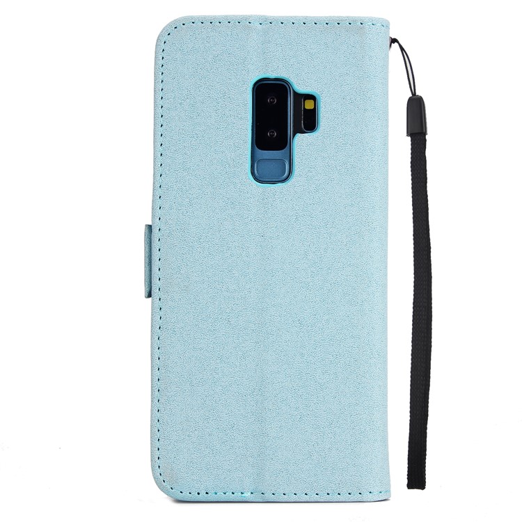 Imprint Dream Catcher Card Holder Leather Flip Stand Cell Phone Cover for Samsung Galaxy S9+ SM-G965 - Baby Blue-3