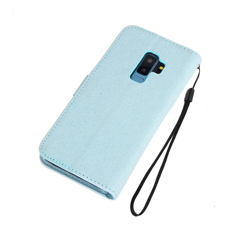 Imprint Dream Catcher Card Holder Leather Flip Stand Cell Phone Cover for Samsung Galaxy S9+ SM-G965 - Baby Blue-8